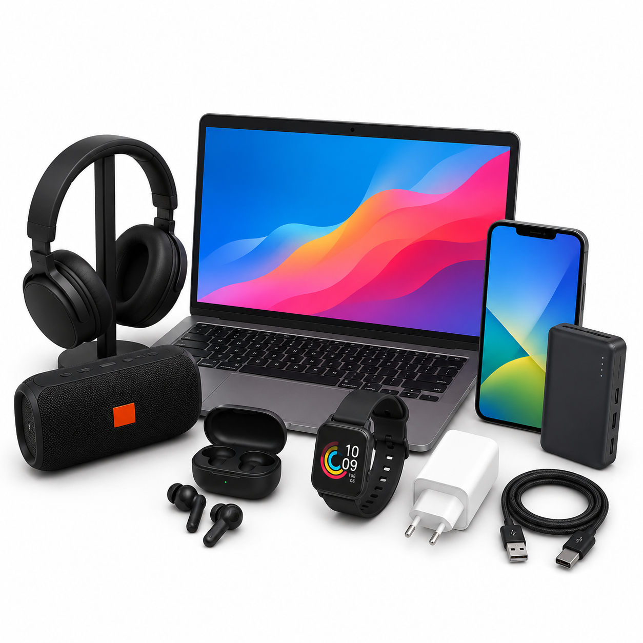 Produk elektronik lengkap seperti laptop, smartphone, smartwatch, headset dan aksesoris elektronik berkualitas